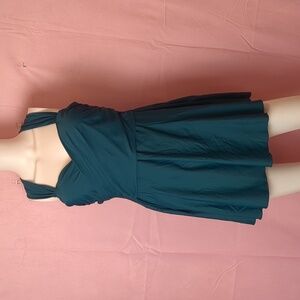 Teal Criss Cross Straps One Piece Swimsuit with Skirt size 2XL
